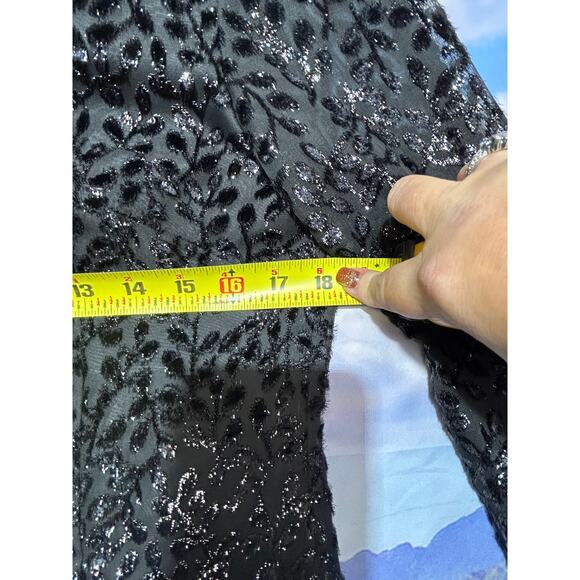 Kasper Dressy Top Black Floral Sparkle Evening Wear Back Zip Women's Size 6 - Picture 8 of 9